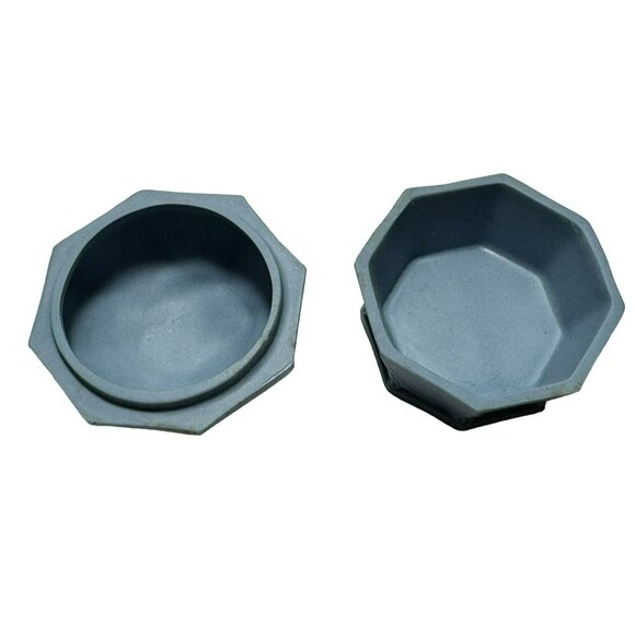 Trinket Boxes Vintage Lot of Two (2) Pink Alabaster "To Mother" Blue Jasperware - Picture 6 of 8